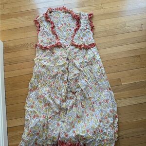 Free People Milania Maxi Floral Dress in White, Red, Yellow